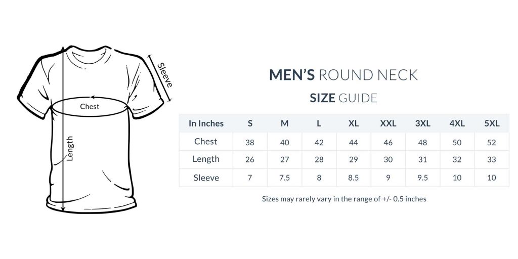 Size Chart Round Neck T-Shirt